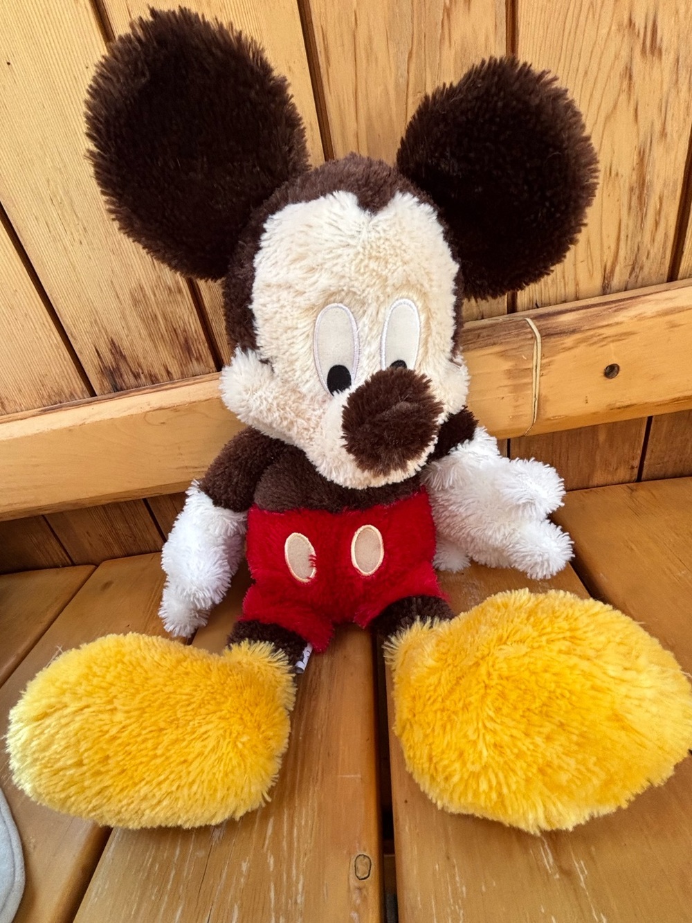 Disney Parks Exclusive Mickey Mouse Brown Shaggy Fuzzy Plush 18"